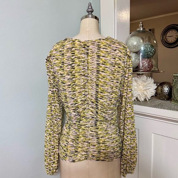 White House Black Market Long Sleeve Pleated Blouse Pink Yellow Floral 8 NWT - Picture 10 of 16